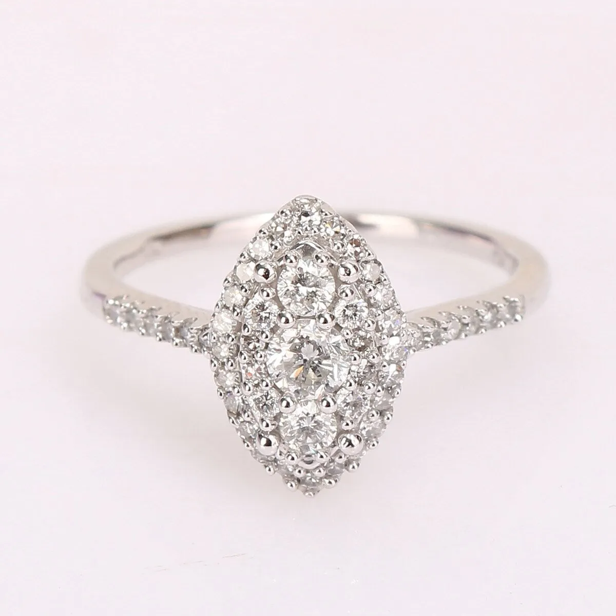 1/2ct TDW Diamond Composite Marquise Halo Engagement Ring in Sterling Silver by Miadora sold by Zulily