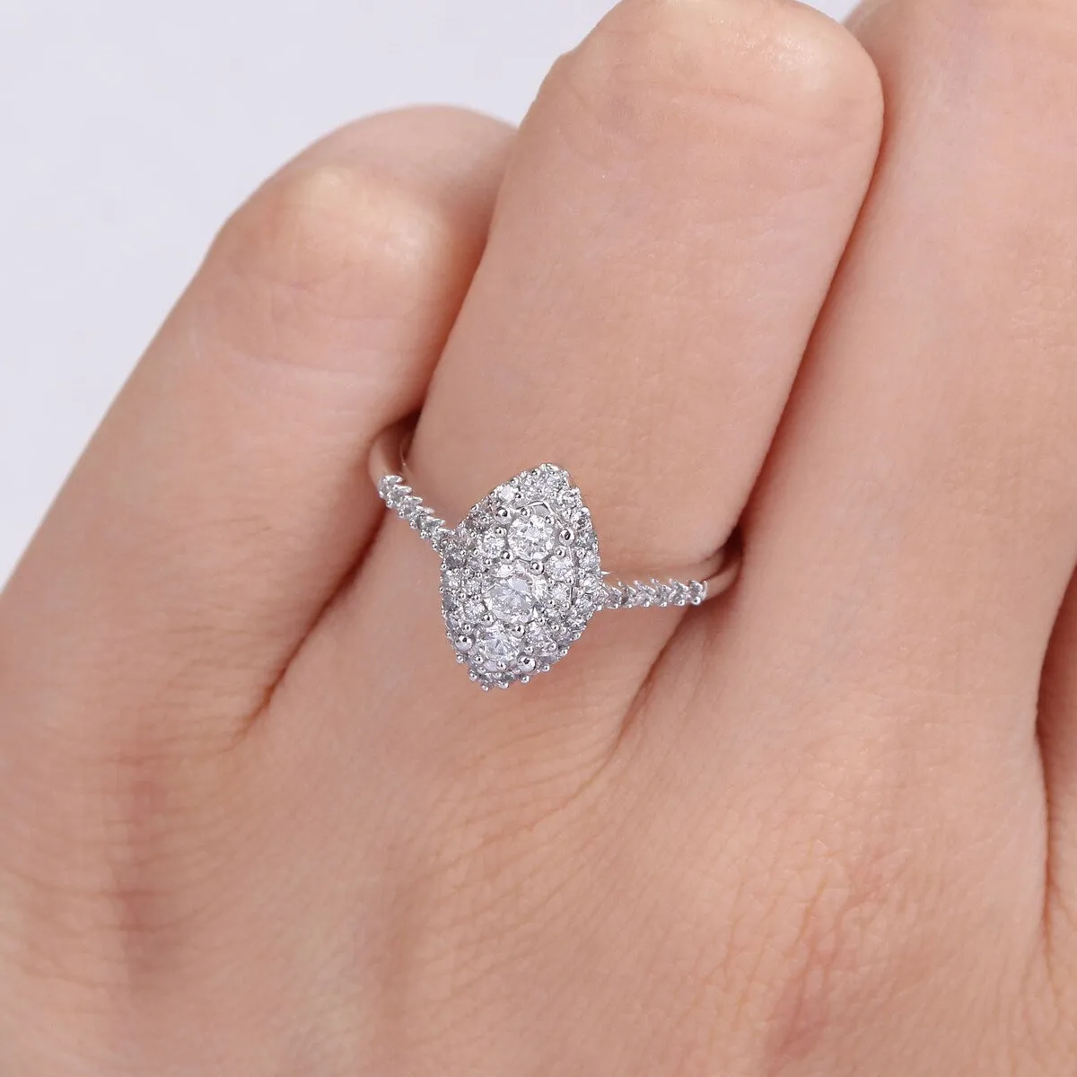 1/2ct TDW Diamond Composite Marquise Halo Engagement Ring in Sterling Silver by Miadora sold by Zulily product image thumbnail 3