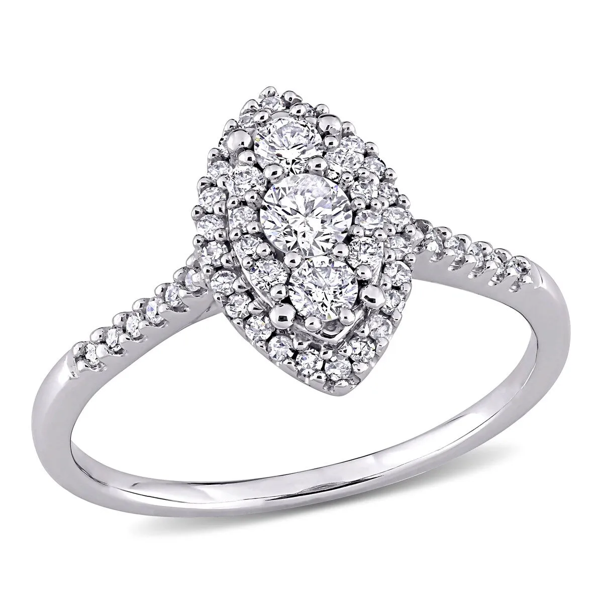 1/2ct TDW Diamond Composite Marquise Halo Engagement Ring in Sterling Silver by Miadora sold by Zulily product image thumbnail 2