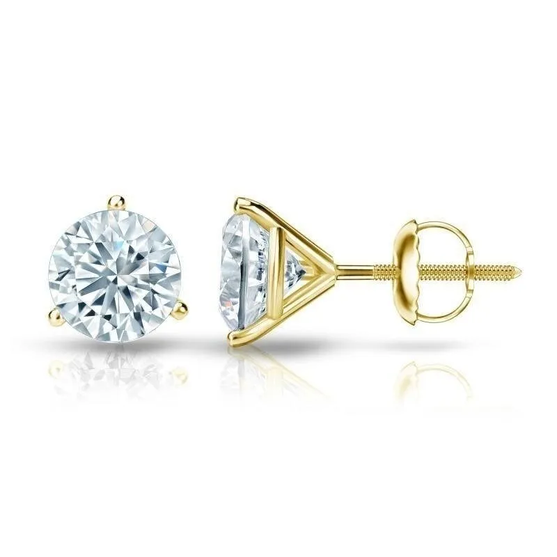 Auriya 2 3/4ctw 3 Prong Martini Set Round Diamond Stud Earrings 18kt Gold Certified sold by Zulily product image thumbnail 2