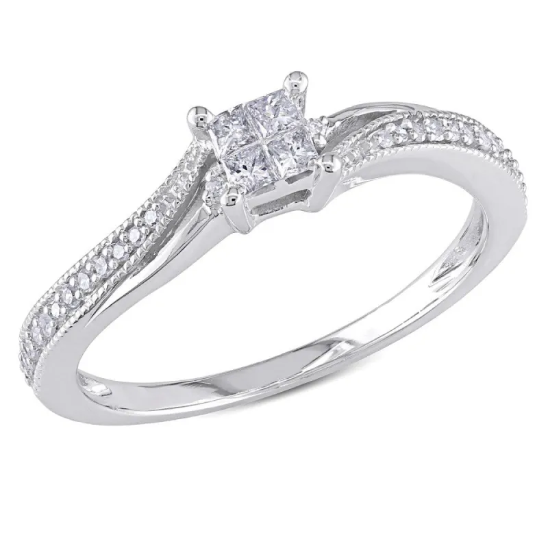 Miadora 10k White Gold 1/5ct TDW Diamond Ring sold by Zulily