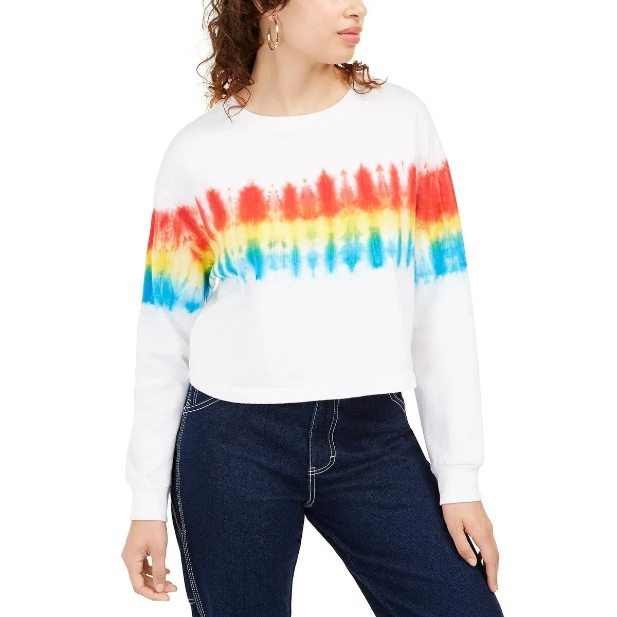 Rebellious One Juniors' Tie-Dyed Sweatshirt White Size Medium sold by Zulily