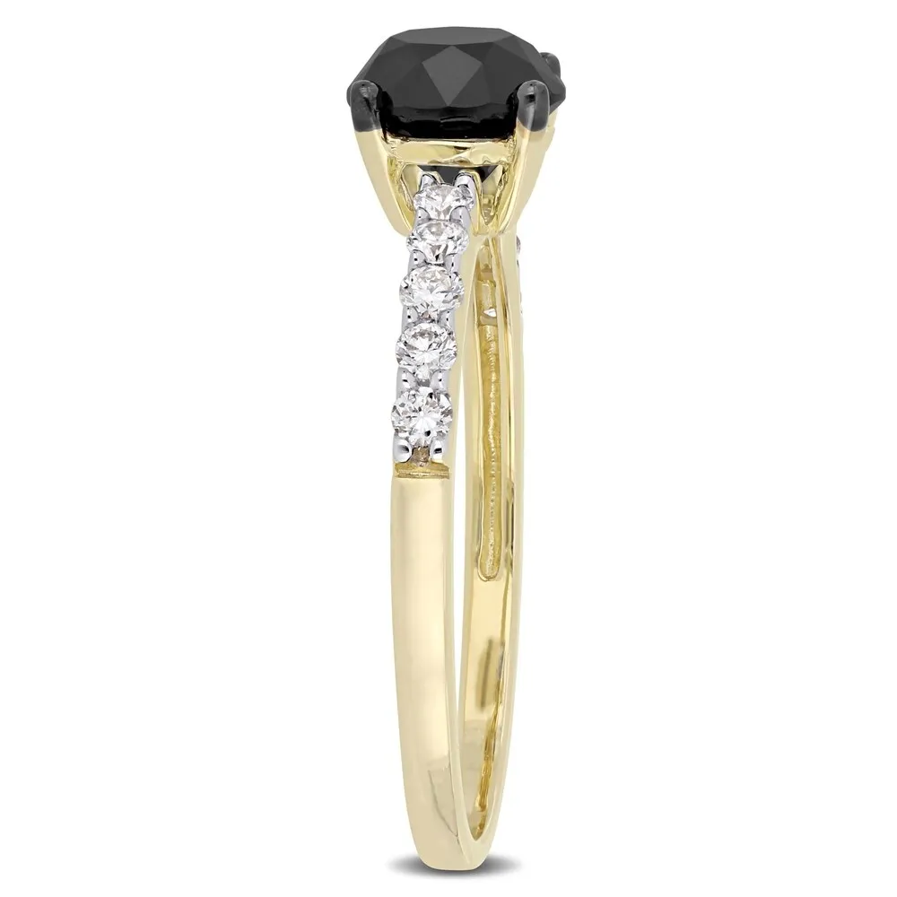 Miadora Signature Collection 14k Yellow Gold 1 1/4ct TDW Black and White Diamond Solitaire Engagement Ring sold by Zulily product image thumbnail 2