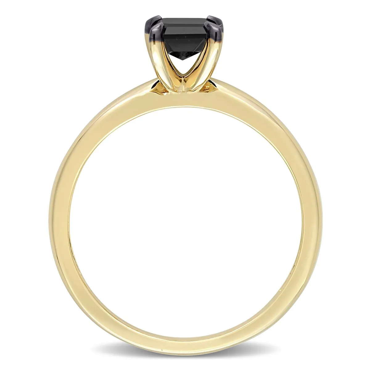 Miadora 1ct TDW Emerald-cut Black Diamond Solitaire Engagement Ring in 14k Yellow Gold sold by Zulily product image thumbnail 5