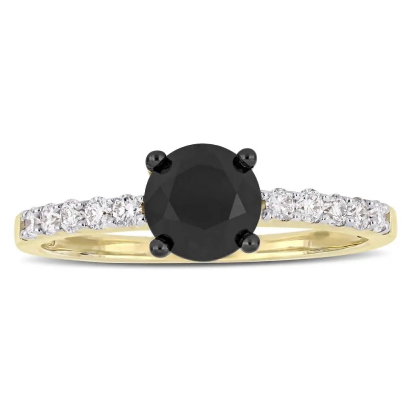 Miadora Signature Collection 14k Yellow Gold 1 1/4ct TDW Black and White Diamond Solitaire Engagement Ring sold by Zulily