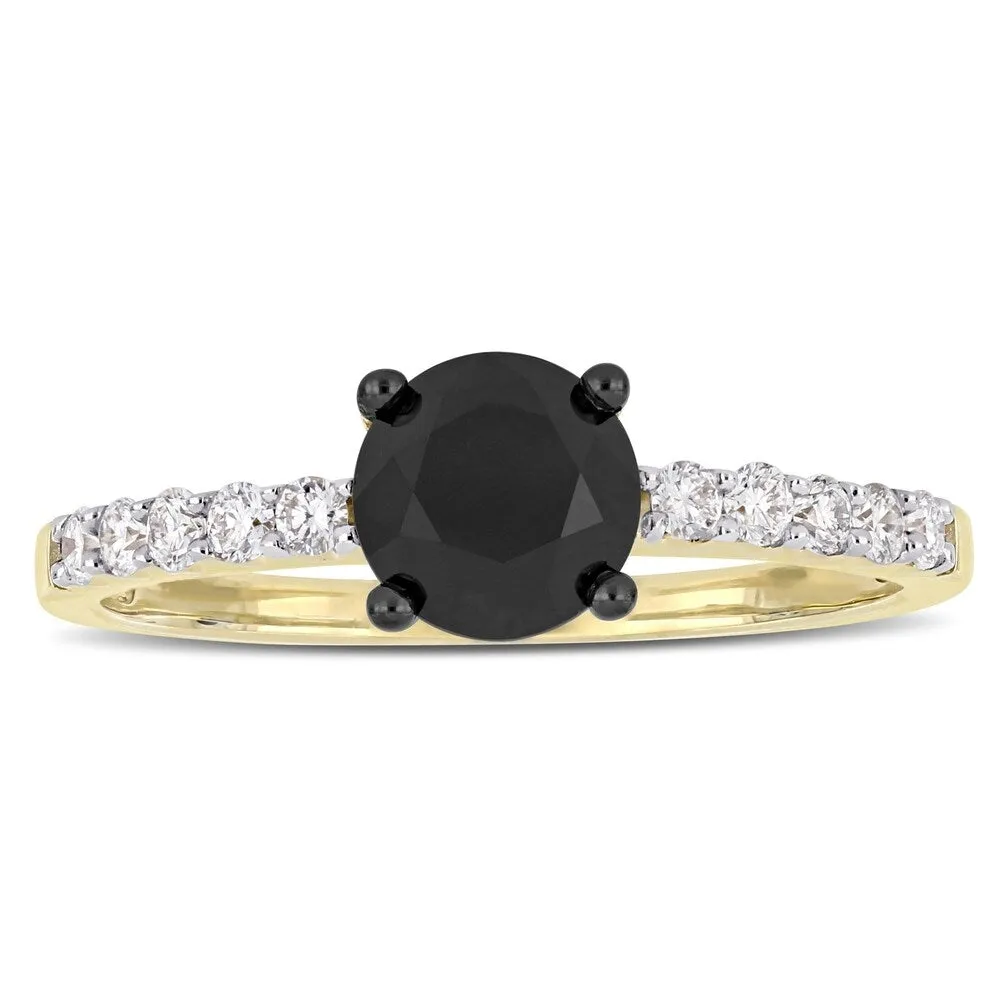 Miadora Signature Collection 14k Yellow Gold 1 1/4ct TDW Black and White Diamond Solitaire Engagement Ring sold by Zulily