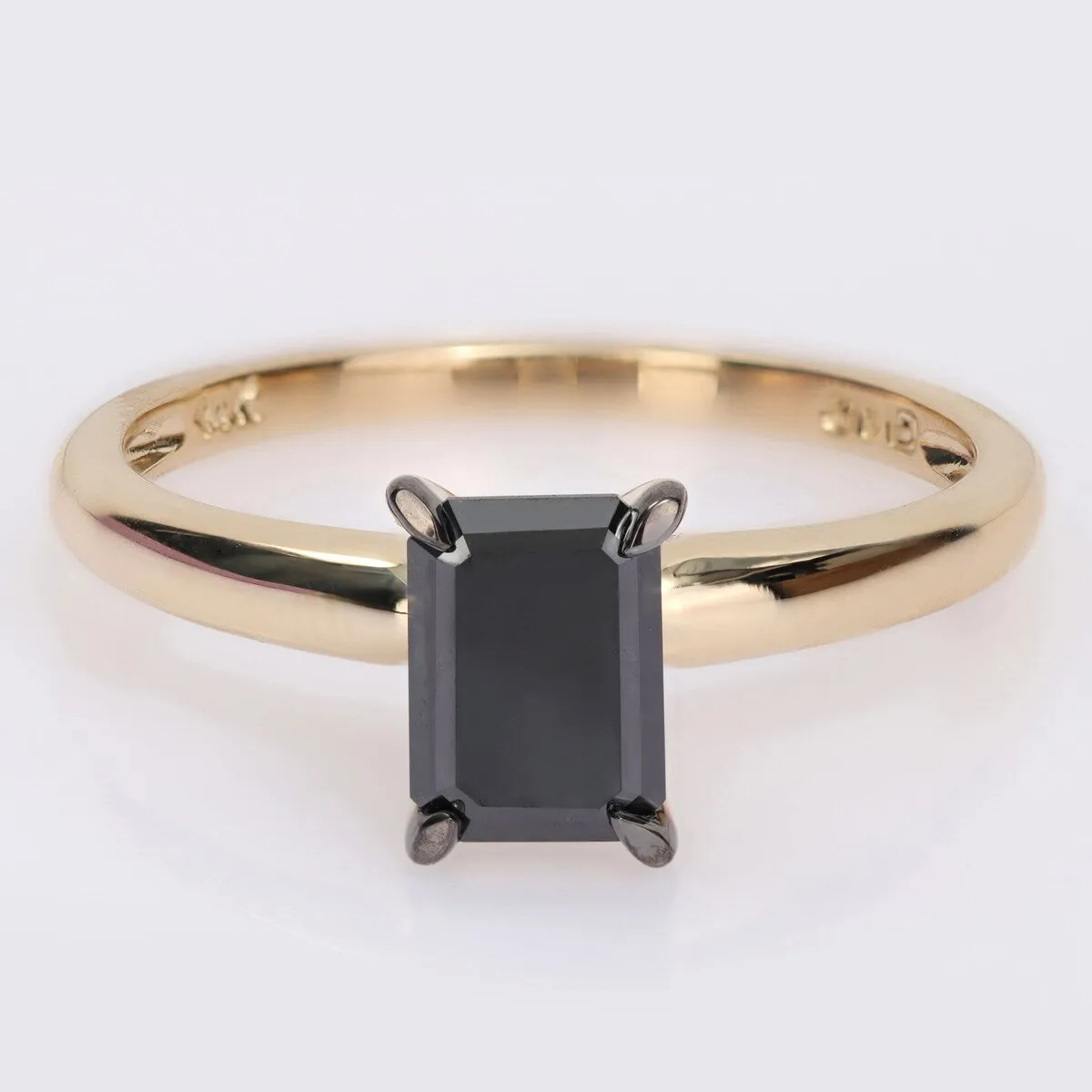 Miadora 1ct TDW Emerald-cut Black Diamond Solitaire Engagement Ring in 14k Yellow Gold sold by Zulily