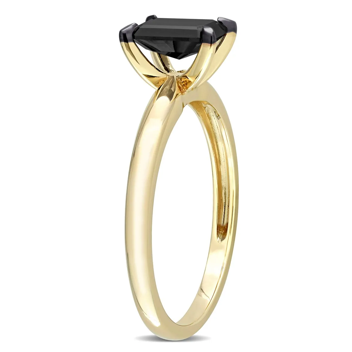 Miadora 1ct TDW Emerald-cut Black Diamond Solitaire Engagement Ring in 14k Yellow Gold sold by Zulily product image thumbnail 4