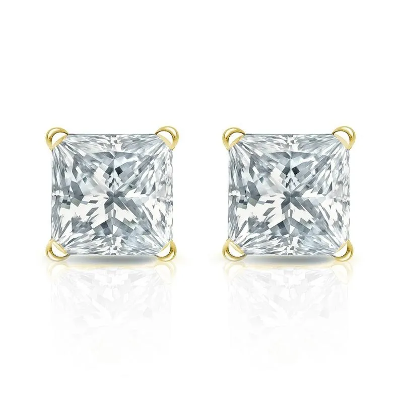 Auriya 18-karat Gold Lab Grown 1.25 carat TDW Princess Diamond Stud Earrings 4-Prong Martini Push-back sold by Zulily product image thumbnail 4