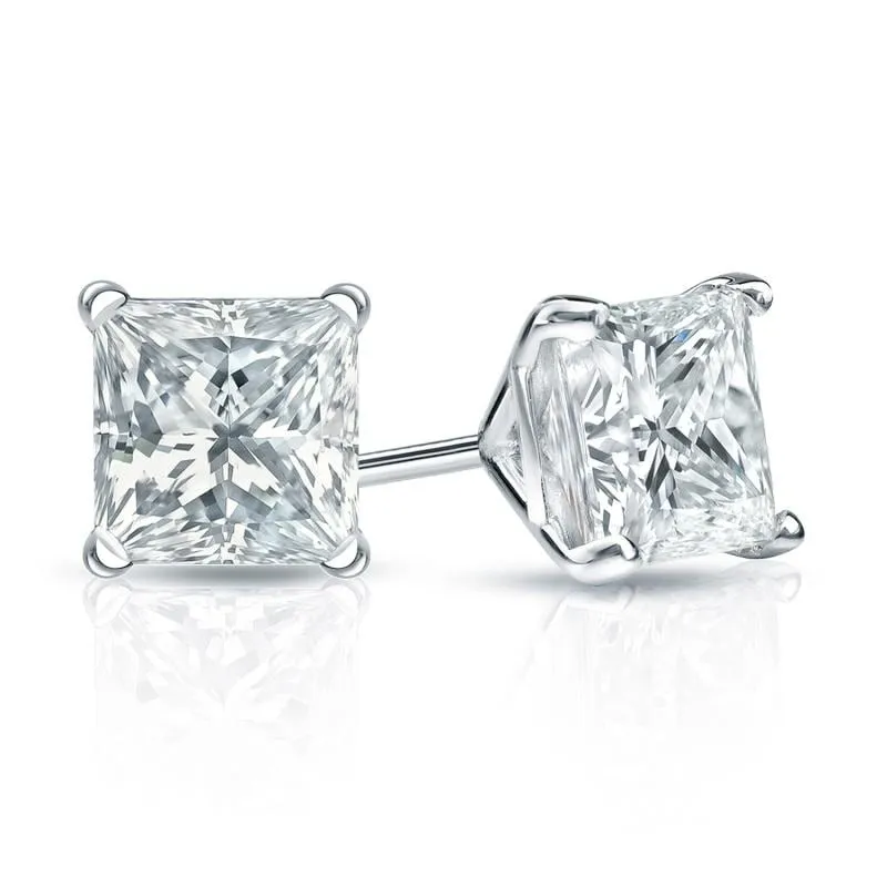 Auriya 18-karat Gold Lab Grown 1.25 carat TDW Princess Diamond Stud Earrings 4-Prong Martini Push-back sold by Zulily