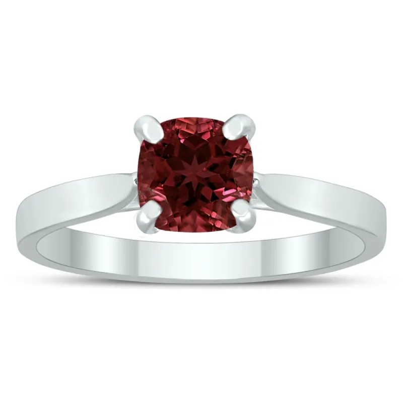 Square Princess Cut 6MM Garnet Solitaire Ring in 10K White Gold sold by Zulily