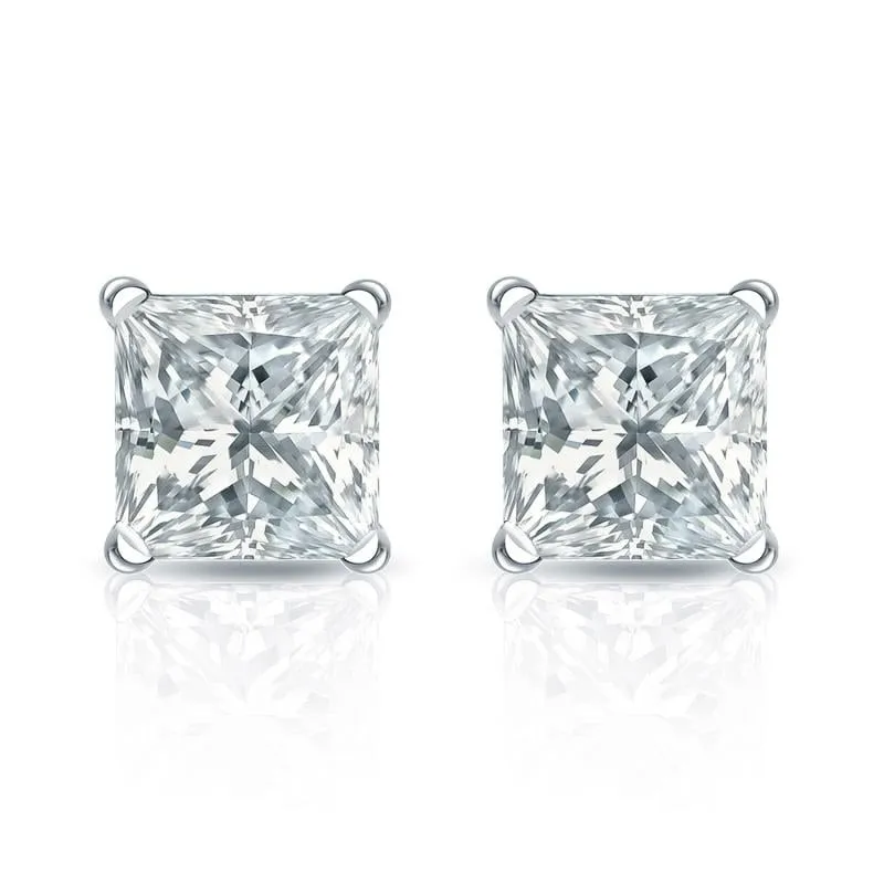 Auriya 18-karat Gold Lab Grown 1.25 carat TDW Princess Diamond Stud Earrings 4-Prong Martini Push-back sold by Zulily product image thumbnail 2