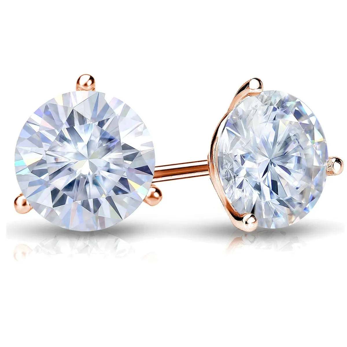 Auriya 2ctw Round Moissanite Stud Earrings 14k Gold Martini-set - 6.5 mm sold by Zulily product image thumbnail 3