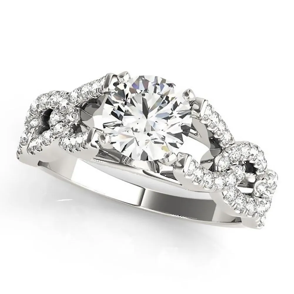 Auriya 14k Gold Modern 3ct Round Moissanite and 3/8ctw Diamond Engagement Ring sold by Zulily