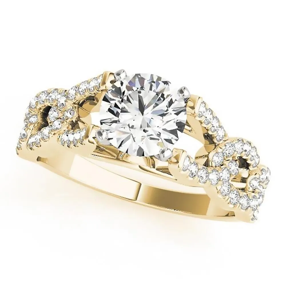 Auriya 14k Gold Modern 3ct Round Moissanite and 3/8ctw Diamond Engagement Ring sold by Zulily product image thumbnail 2