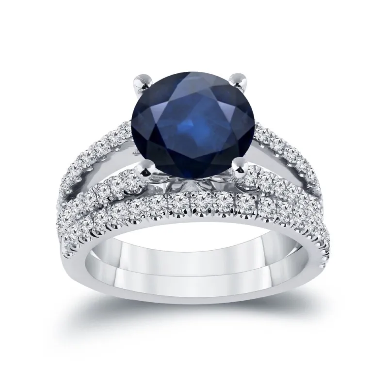 Auriya 1 3/4ct Blue Sapphire and 3/4ctw Diamond Engagement Ring Set 14k Gold sold by Zulily