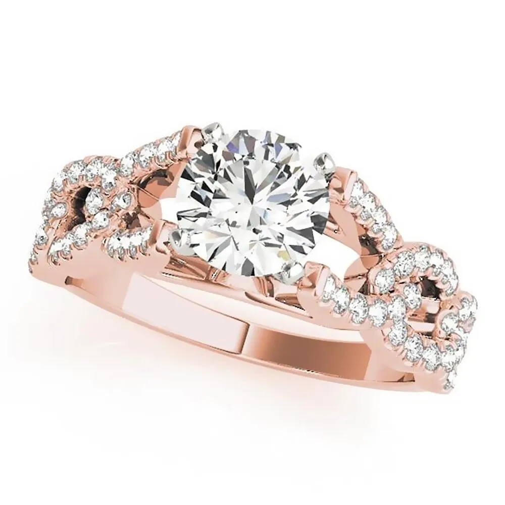 Auriya 14k Gold Modern 3ct Round Moissanite and 3/8ctw Diamond Engagement Ring sold by Zulily product image thumbnail 3