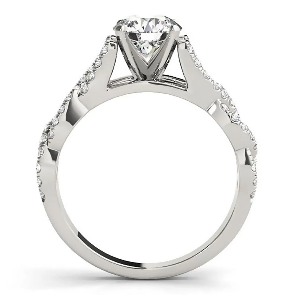 Auriya 14k Gold Modern 3ct Round Moissanite and 3/8ctw Diamond Engagement Ring sold by Zulily product image thumbnail 4