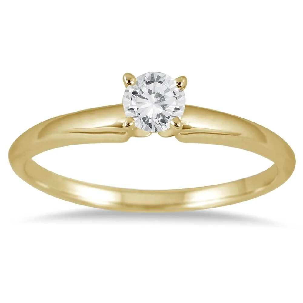 1/7 Carat Round Diamond Solitaire Ring in 14K Yellow Gold sold by Zulily