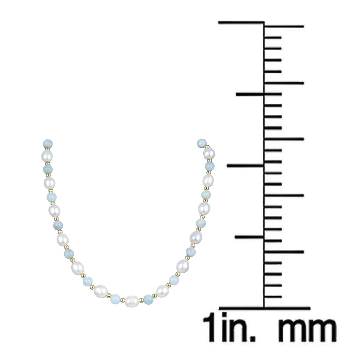 Gold Over Sterling Silver Aquamarine & Cultured Pearl Beaded Necklace sold by Zulily product image thumbnail 3