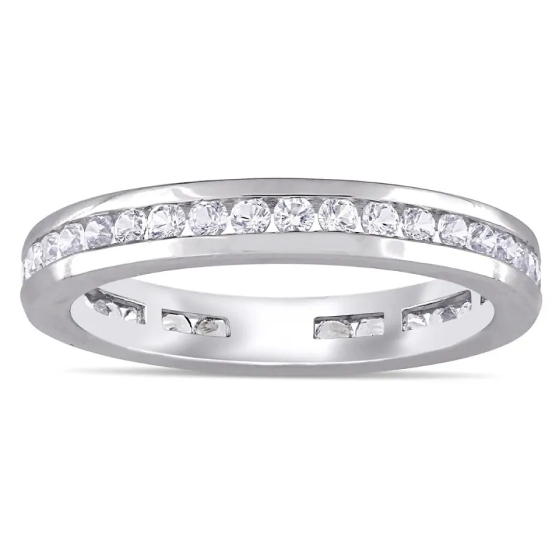 Miadora 10k White Gold Created White Sapphire Eternity Band Ring sold by Zulily