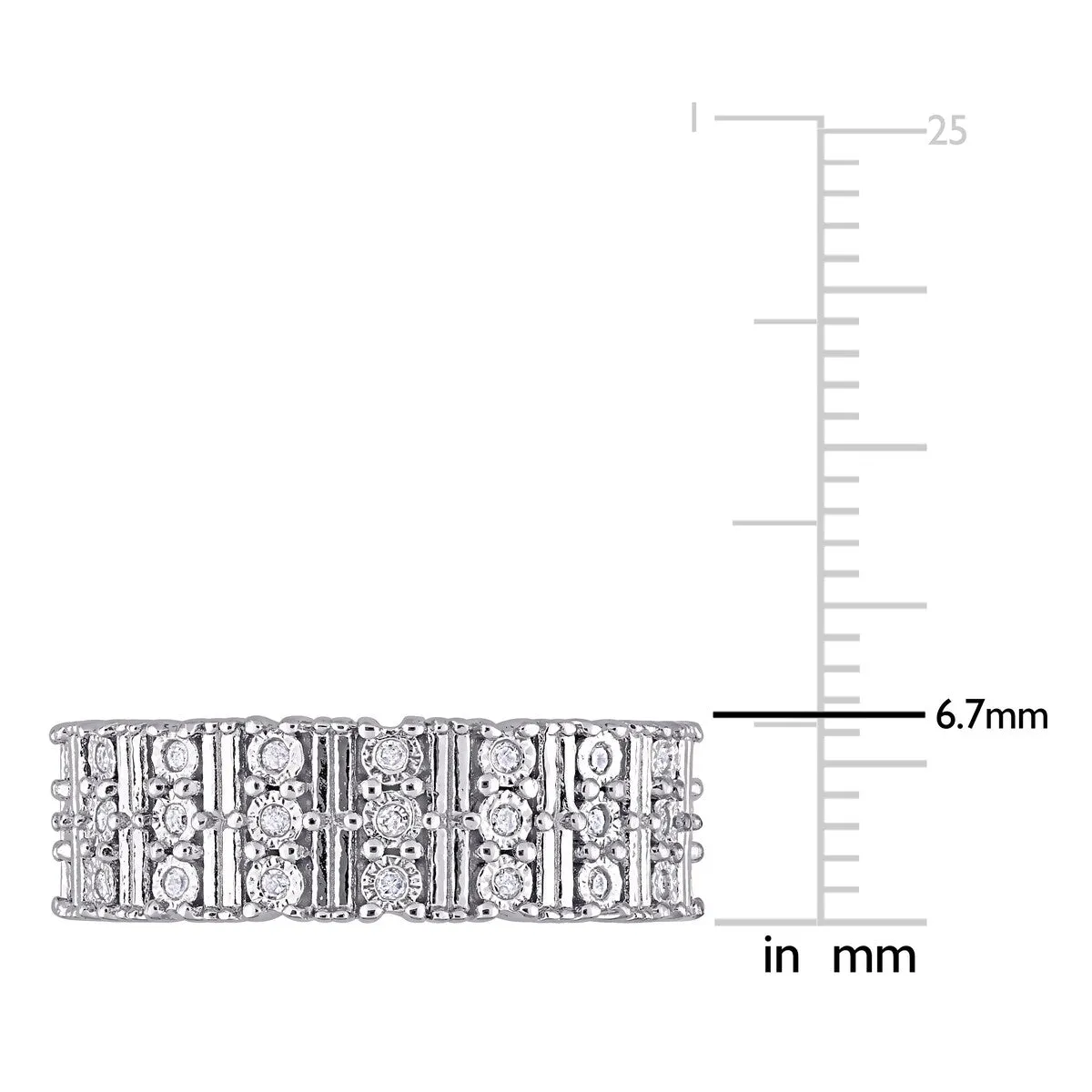 Miadora Sterling Silver 1/6ct TDW Diamond Vintage Multi-Row Anniversary Wedding Band Ring sold by Zulily product image thumbnail 5
