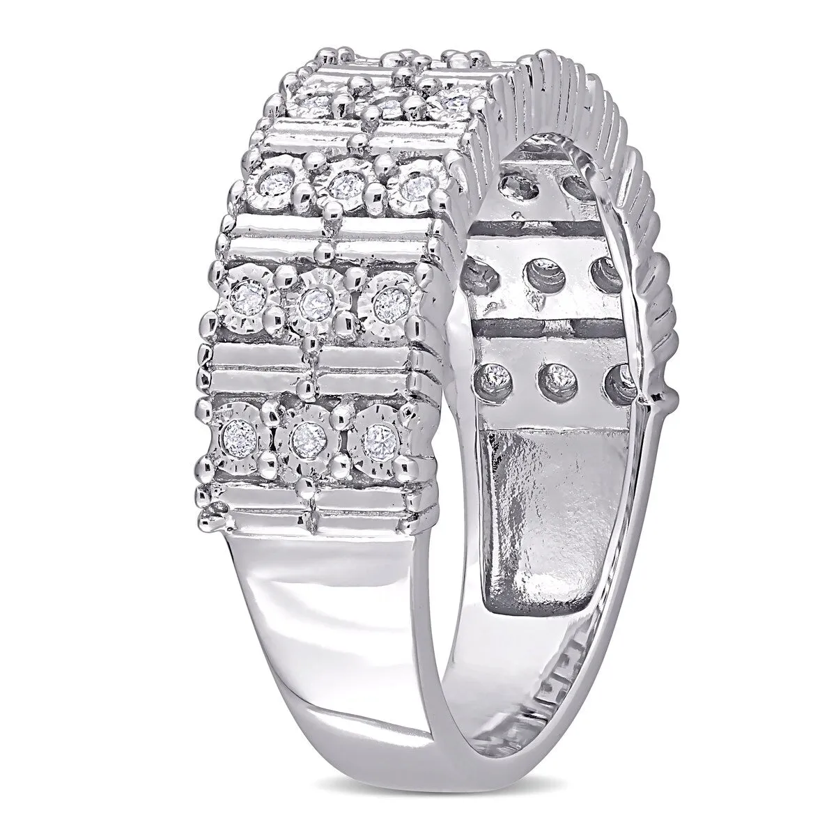 Miadora Sterling Silver 1/6ct TDW Diamond Vintage Multi-Row Anniversary Wedding Band Ring sold by Zulily product image thumbnail 3