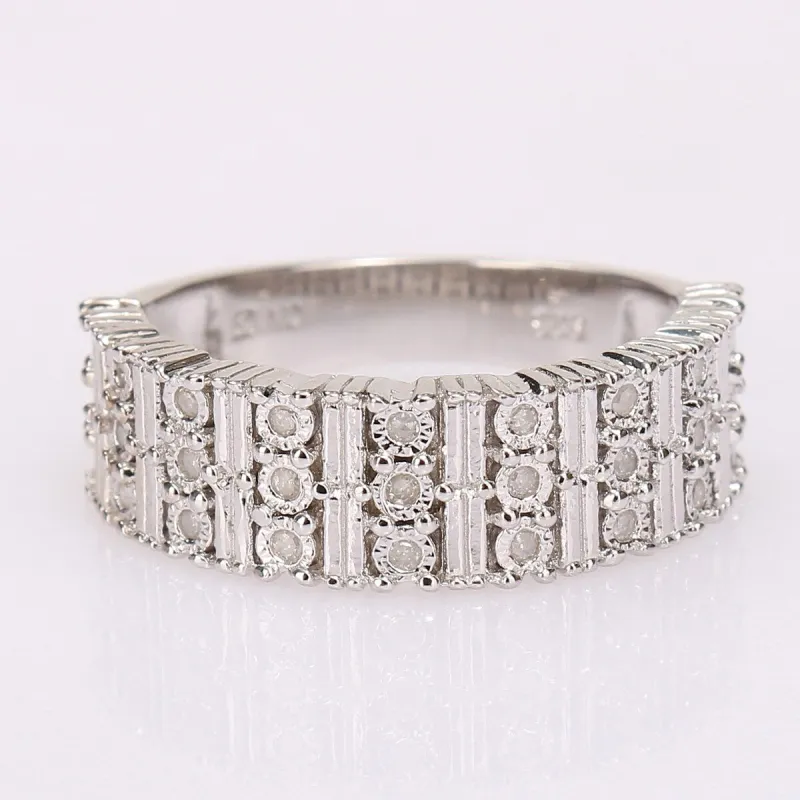 Miadora Sterling Silver 1/6ct TDW Diamond Vintage Multi-Row Anniversary Wedding Band Ring sold by Zulily