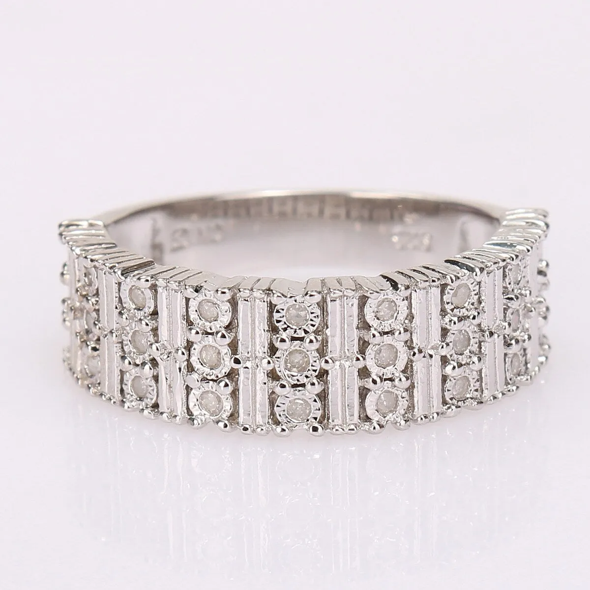 Miadora Sterling Silver 1/6ct TDW Diamond Vintage Multi-Row Anniversary Wedding Band Ring sold by Zulily
