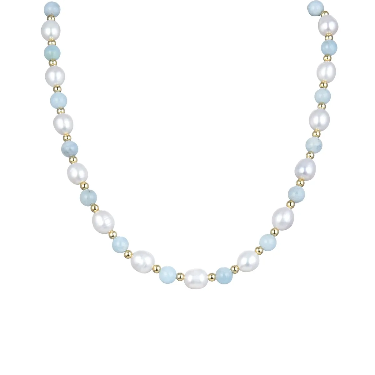 Gold Over Sterling Silver Aquamarine & Cultured Pearl Beaded Necklace sold by Zulily product image thumbnail 2
