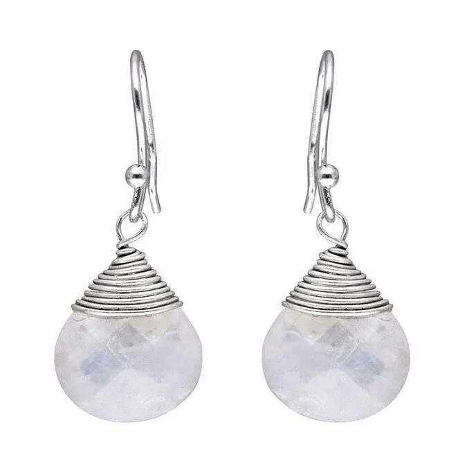Rainbow Moonstone Sterling Silver Wire Wrap Dangle Drop Earrings - 1.1 x .4 sold by Zulily product image thumbnail 2