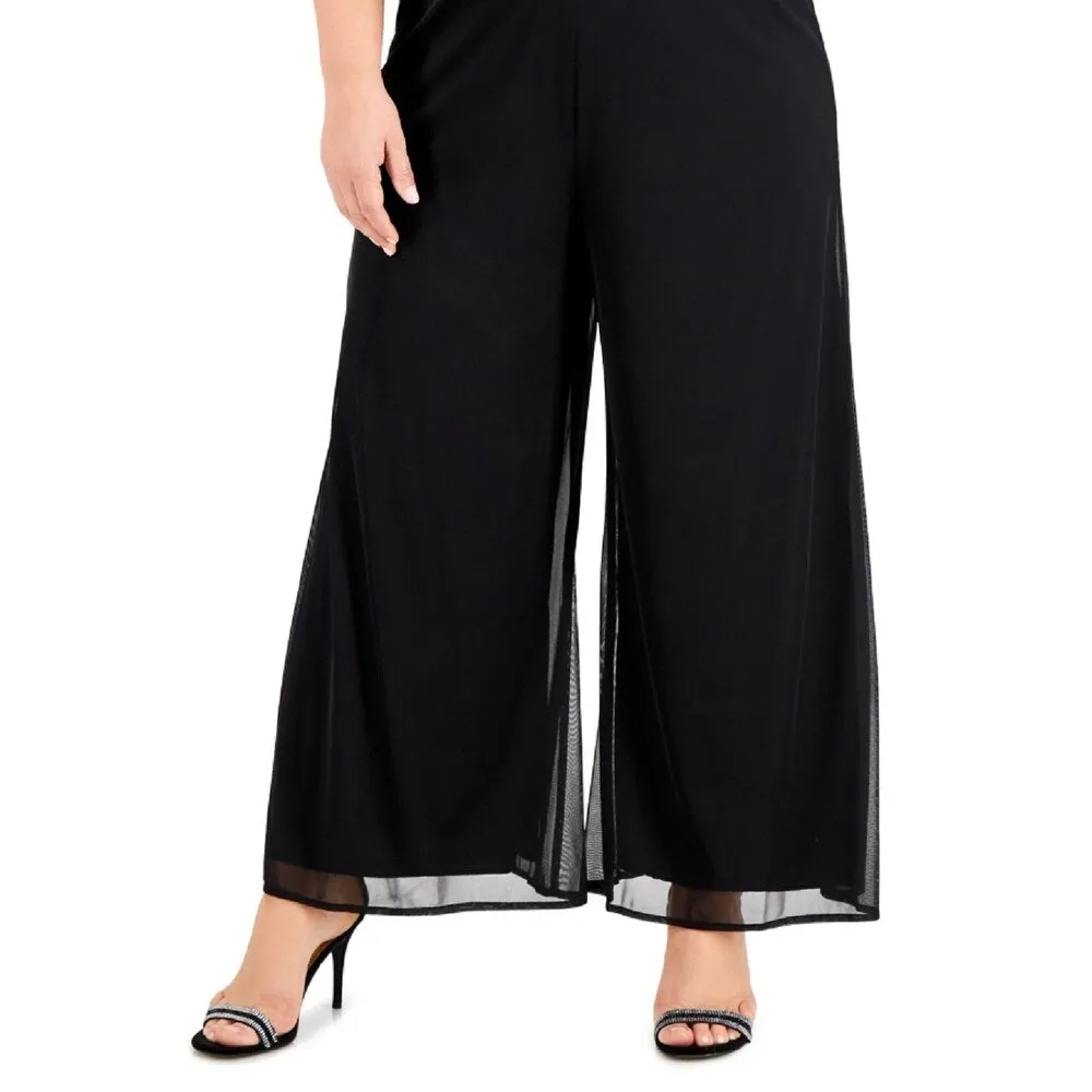 Connected Women's Metallic Wide Leg Cropped Jumpsuit Gray Size 18W sold by Zulily product image thumbnail 3