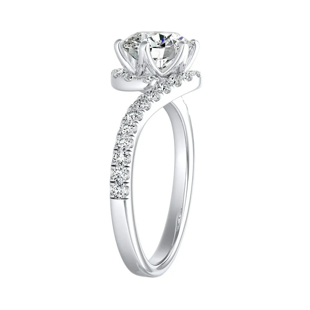 Auriya 14k Gold Bypass 3ct Round Moissanite and 1/3ctw Halo Diamond Engagement Ring sold by Zulily product image thumbnail 4