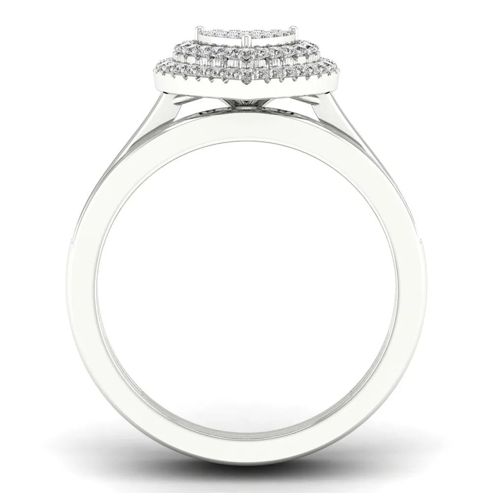 De Couer Silver 1/3 ct TDW Diamond Cluster Bridal Set sold by Zulily product image thumbnail 3
