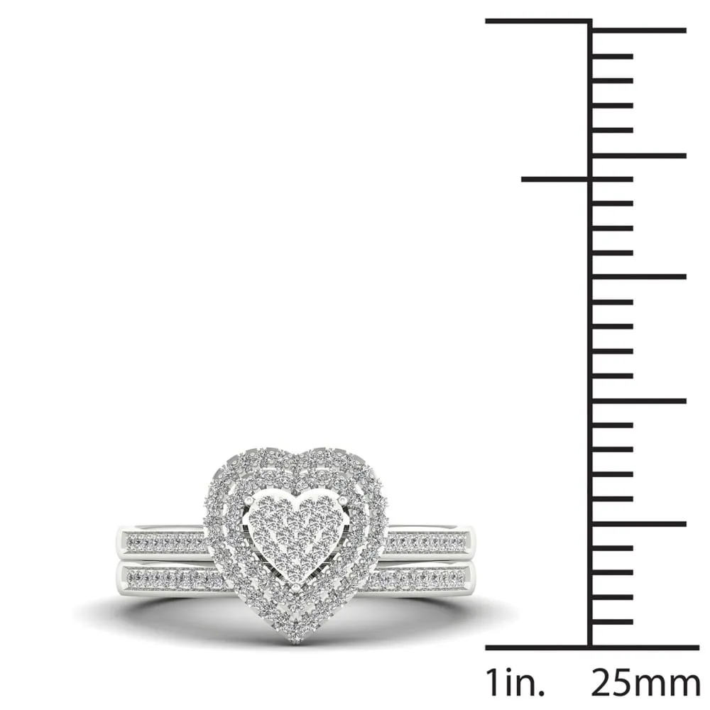 De Couer Silver 1/3 ct TDW Diamond Cluster Bridal Set sold by Zulily product image thumbnail 4