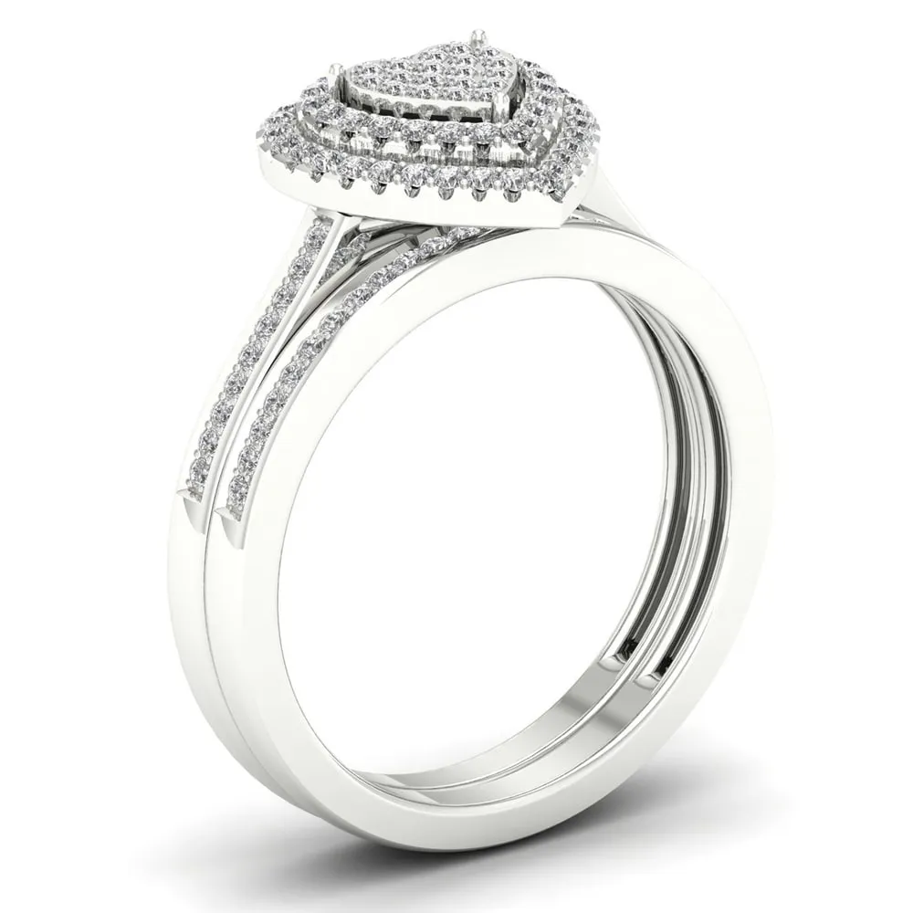 De Couer Silver 1/3 ct TDW Diamond Cluster Bridal Set sold by Zulily product image thumbnail 2