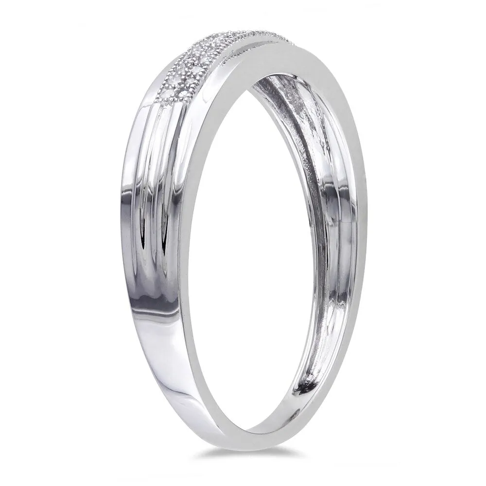 Miadora 10k White Gold 1/10ct TDW Diamond Anniversary Ring sold by Zulily product image thumbnail 2