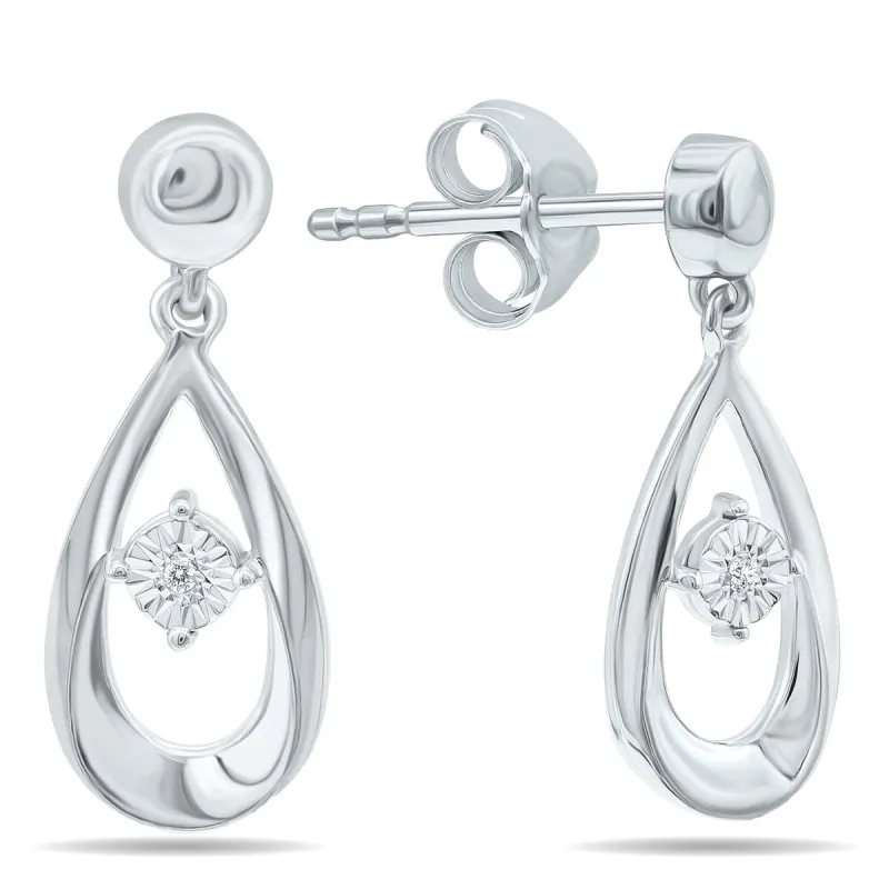Diamond Accent Tear Drop Earrings in .925 Sterling Silver sold by Zulily
