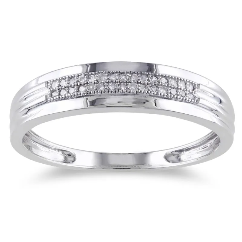 Miadora 10k White Gold 1/10ct TDW Diamond Anniversary Ring sold by Zulily