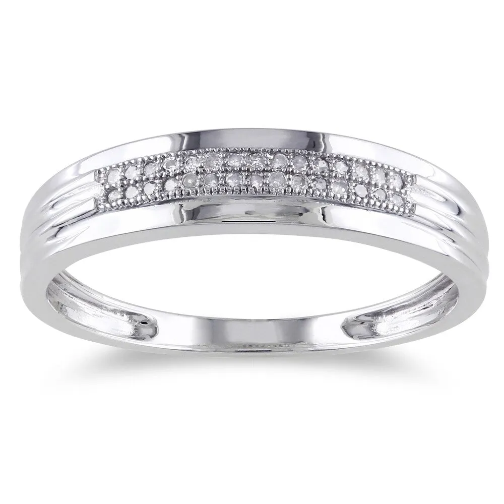 Miadora 10k White Gold 1/10ct TDW Diamond Anniversary Ring sold by Zulily