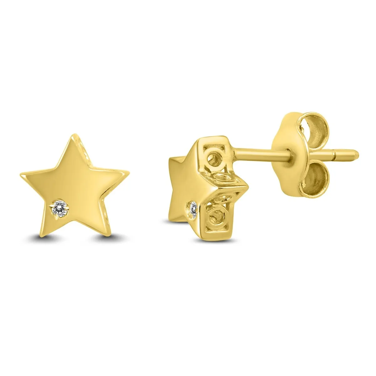 Diamond Accent Star Earrings in 14K Yellow Gold sold by Zulily