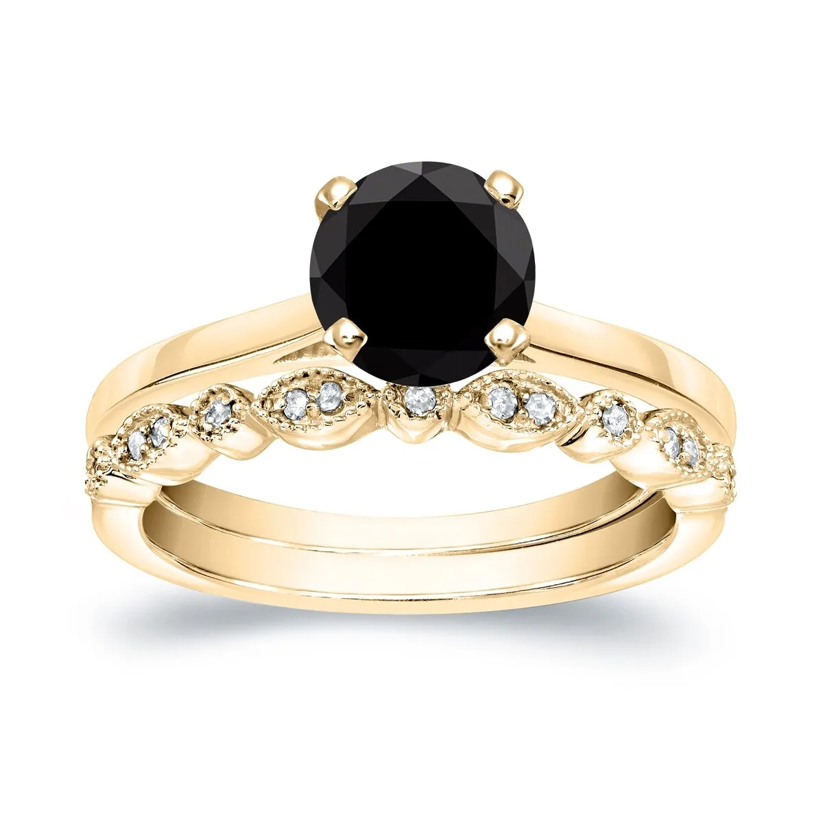Auriya 14k Gold 1ctw Vintage Solitaire Black Diamond Engagement Ring Set sold by Zulily product image thumbnail 2