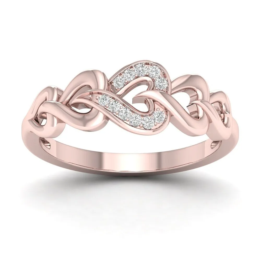 De Couer 10k Rose Gold 1/20ct TDW Diamond Fashion Ring - Pink sold by Zulily product image thumbnail 3