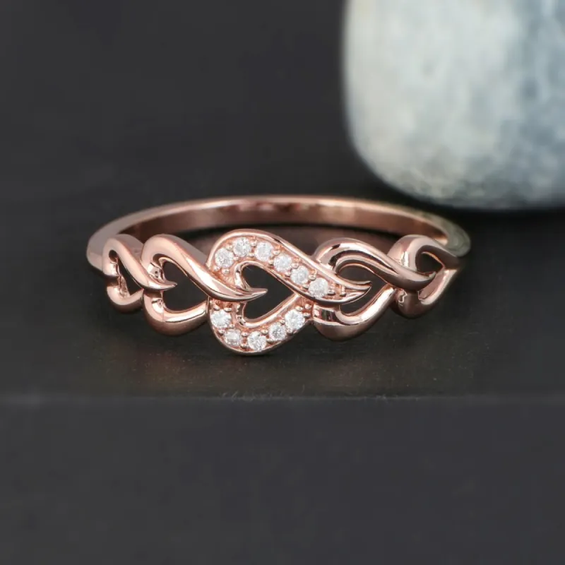 De Couer 10k Rose Gold 1/20ct TDW Diamond Fashion Ring - Pink sold by Zulily