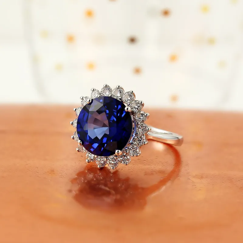 Auriya 18k Gold 7ct Royal Blue Sapphire Halo Diamond Engagement Ring 1ct TDW sold by Zulily