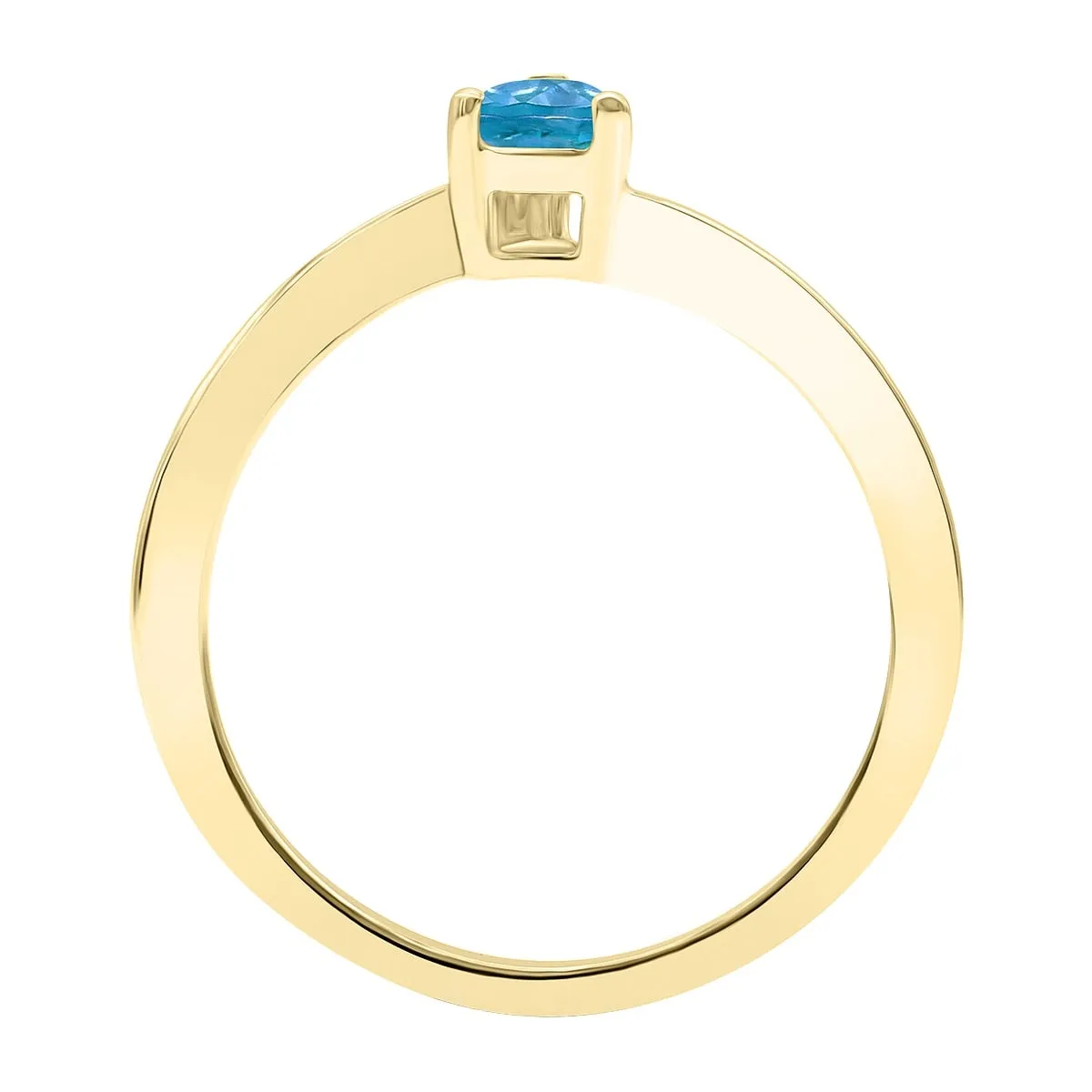 Women's Solitaire Pear Shaped Blue Topaz Wave Ring in 10K Yellow Gold sold by Zulily product image thumbnail 2