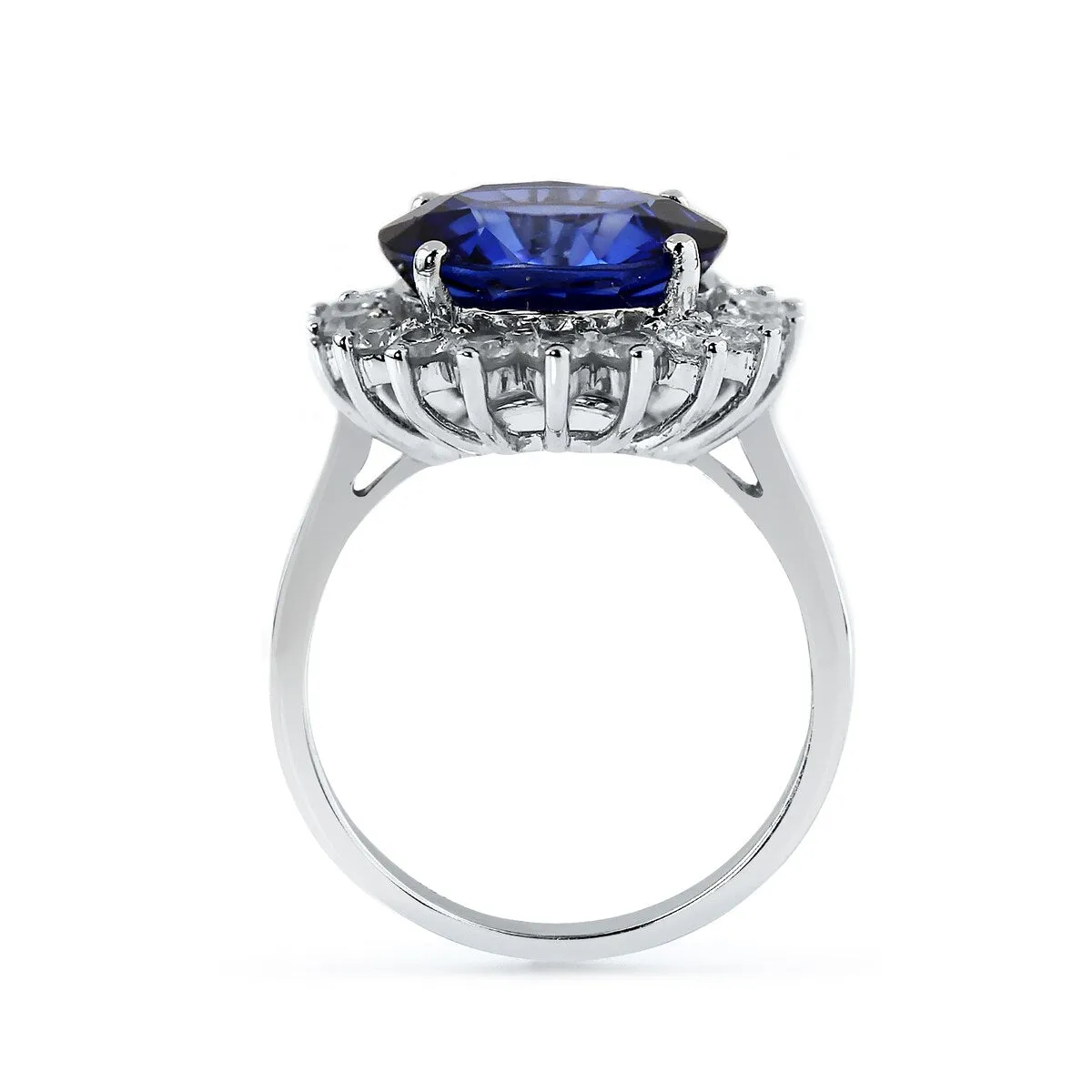 Auriya 18k Gold 7ct Royal Blue Sapphire Halo Diamond Engagement Ring 1ct TDW sold by Zulily product image thumbnail 4