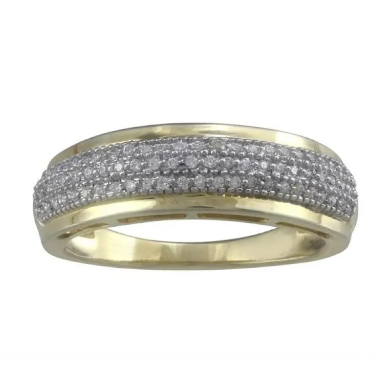 14KT Gold Over Sterling Silver With Natural White Dimaond Band Ring sold by Zulily