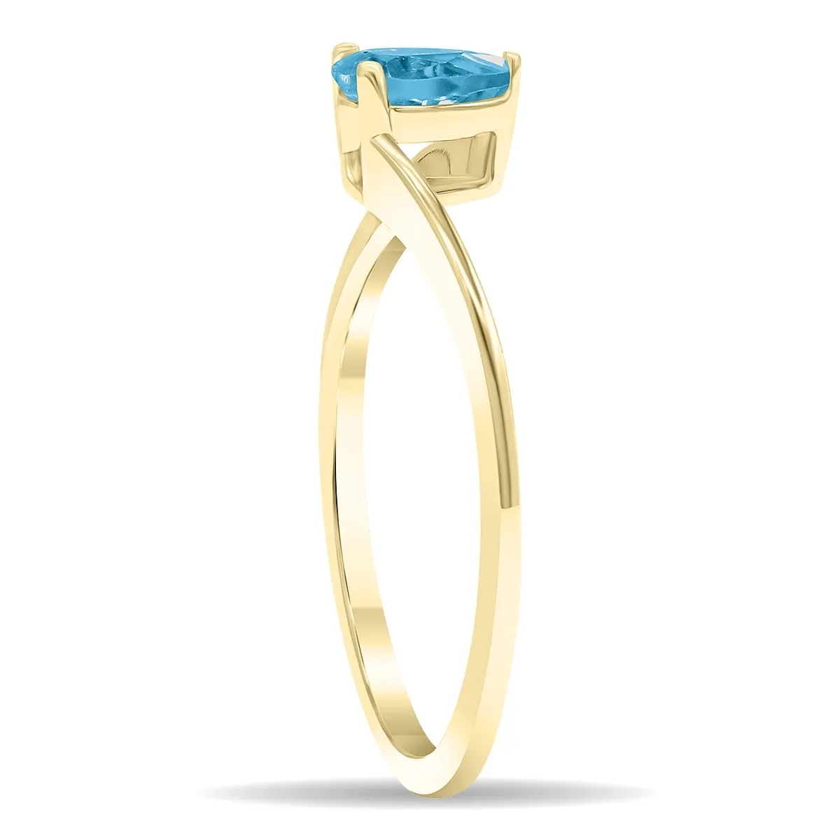 Women's Solitaire Pear Shaped Blue Topaz Wave Ring in 10K Yellow Gold sold by Zulily product image thumbnail 3