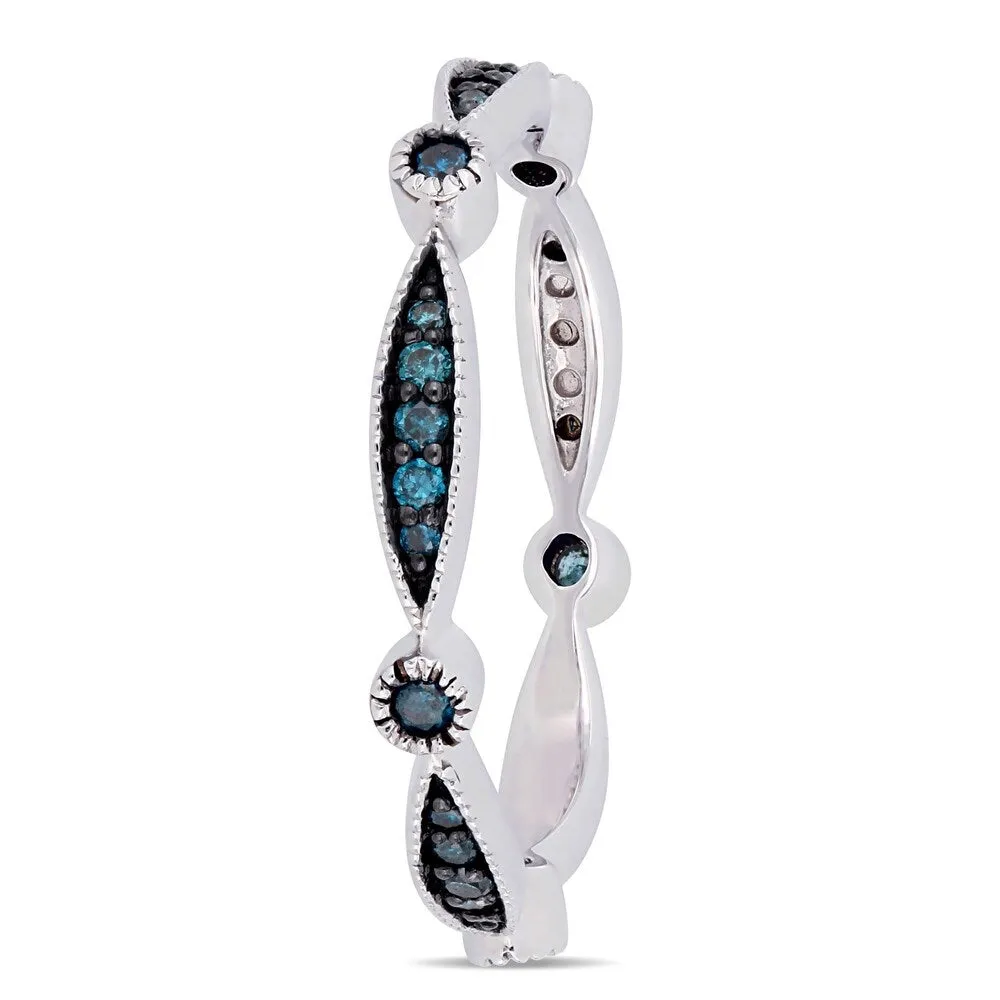 Miadora 10k White Gold with Black Rhodium 1/4ct TDW Blue Diamond Eternity Band sold by Zulily product image thumbnail 3
